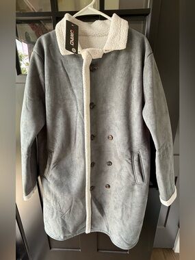 Men's Gray Sherpa-Trim Performance Coat - Unlabeled Brand